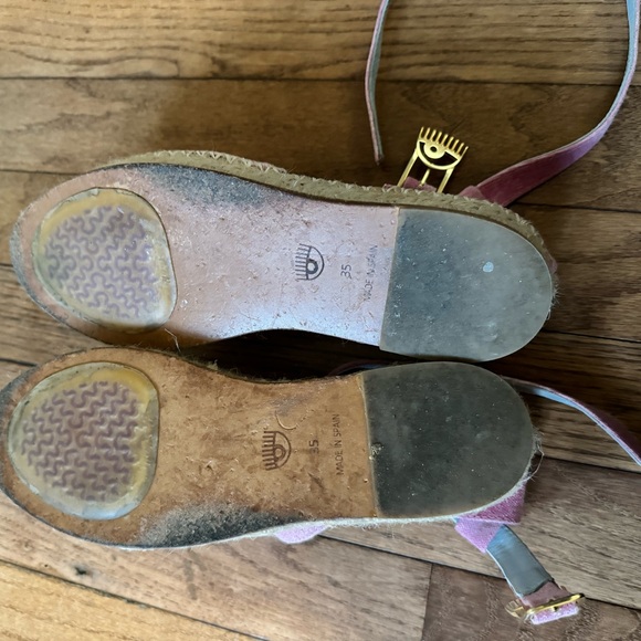 Chiara Ferragni platform espadrilles with gold embellishment adjustable strap - Picture 3 of 7